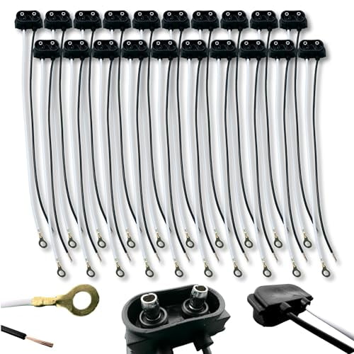 2 Prong Male Plugs Two Wire Pigtail Side Marker Lights 8.5" Long 90° Design 20x