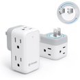 thumbnail image 1 of 2 Prong Outlet Extender 2 Pack, 3 Prong Adapter with 360 Rotating Plug, Wall Outlet Splitter with 6 AC Charger, Travel Power Adapter for US to Japan, Non-Grounded Plug Extender for Old House, 1 of 4