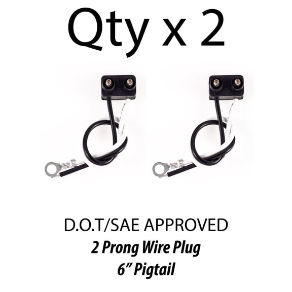 2 Prong Pigtail Wire Plug for Truck Trailer Side Marker Clearance Lights - Qty 2