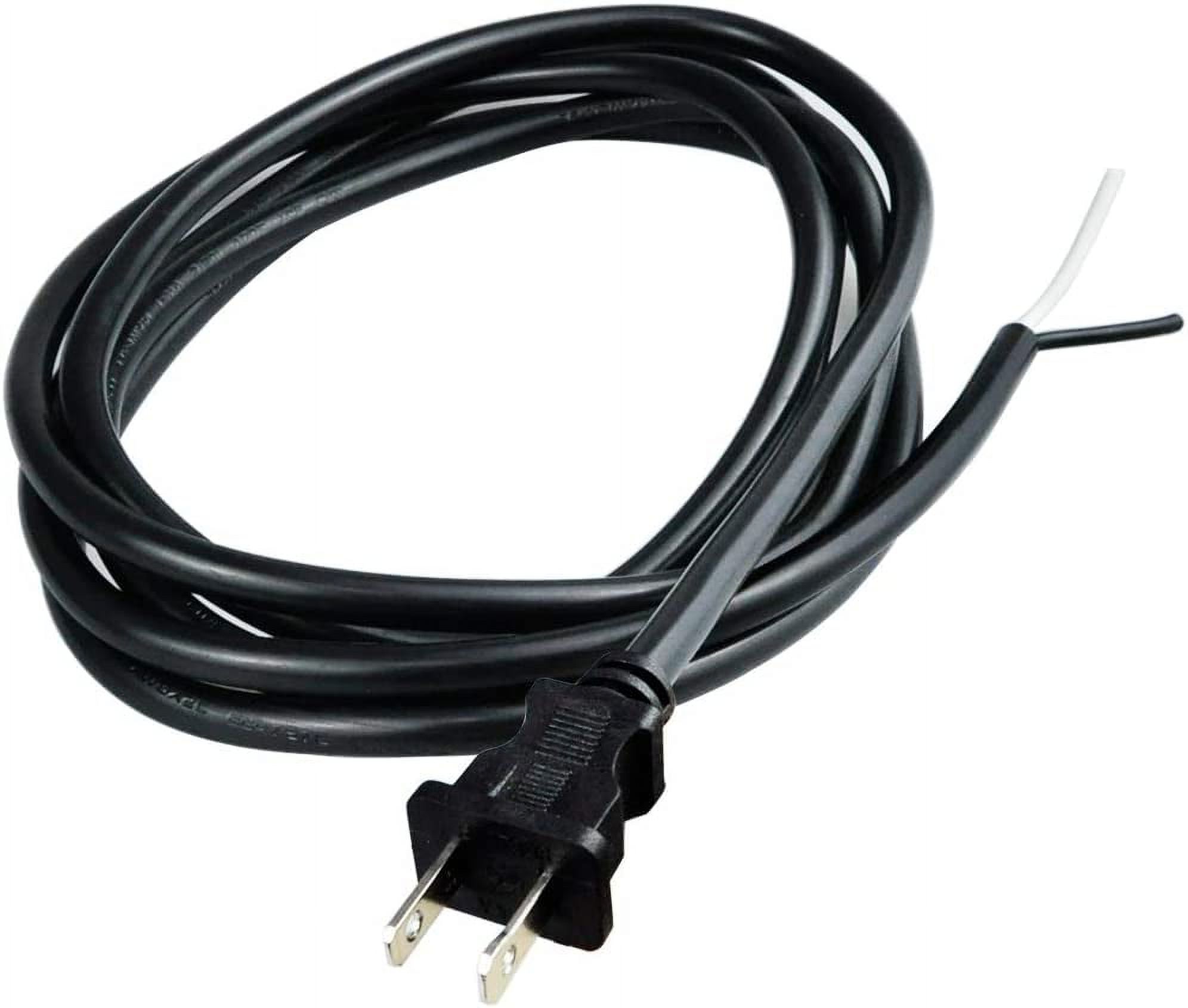 2 Prong Polarized 14 Gauge 10ft Replacement Power Cord Pigtail Tool Heavy Duty 110V 115V 120V Supply Cable