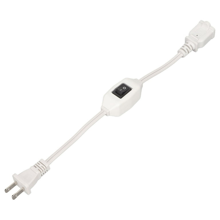 2 Prong Polarized Extension Cord?, On Off Switch Extension Cord Waterproof  Portable 16AWG Flame?Retardant Safe For 1-15P?Male?to 1-15R?Female Plug  White 