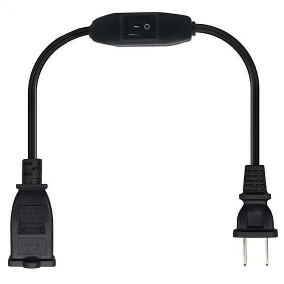 2 Prong Polarized Extension Cord with Switch, Black 13A/125V Short Male/Female Meter Cable Switch Extension Cord, for Lamps.