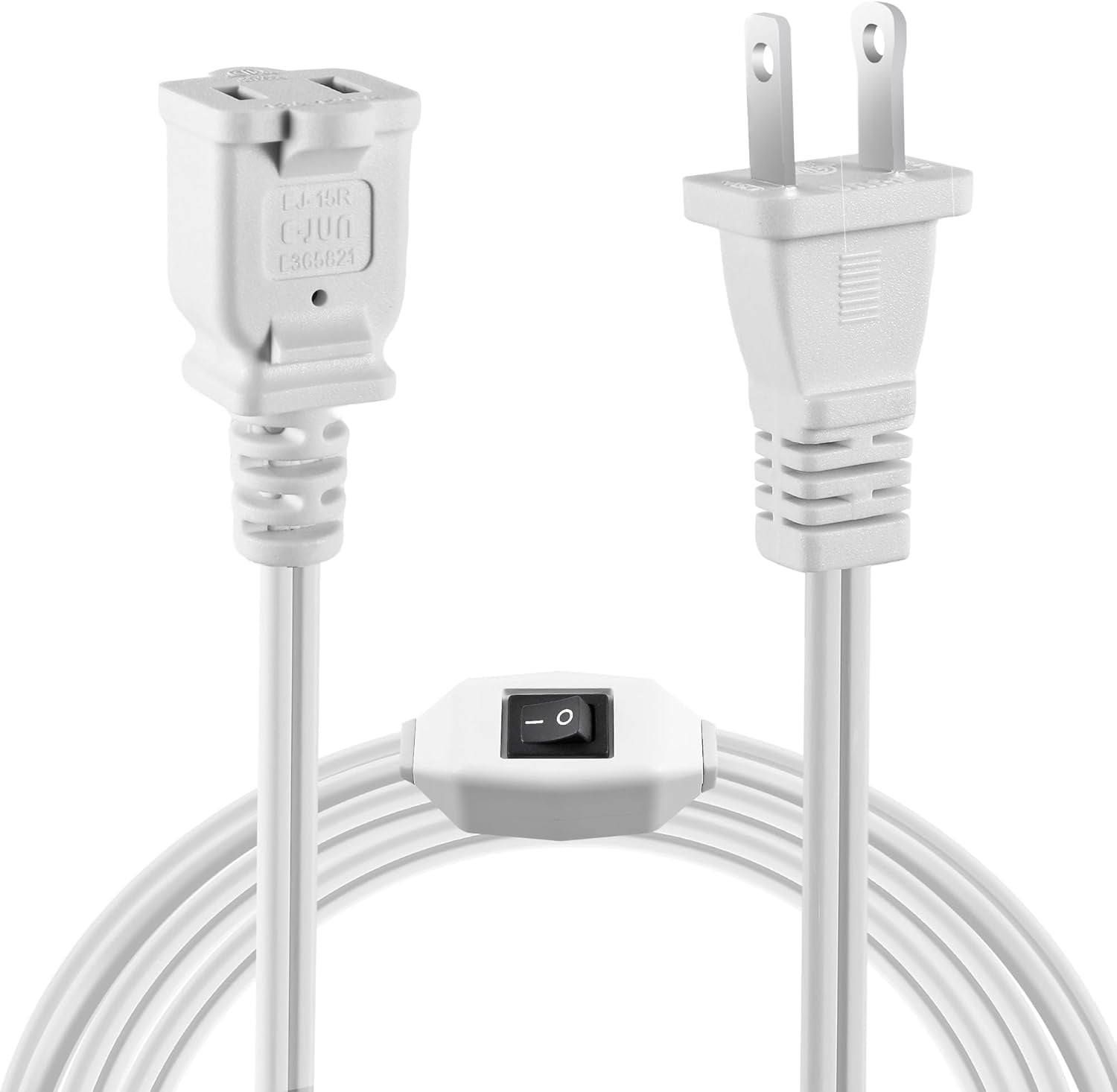 2 Prong Polarized Plug Extension Cord with On Off Switch 12A/125V USA ...
