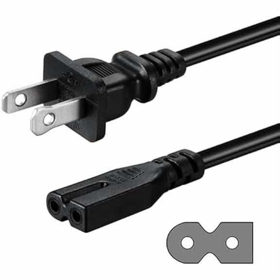 2 Prong Power Cord Compatible with Singer/Brother Sewing Machine, Vizio/Insignia/Sharp/Philips TV