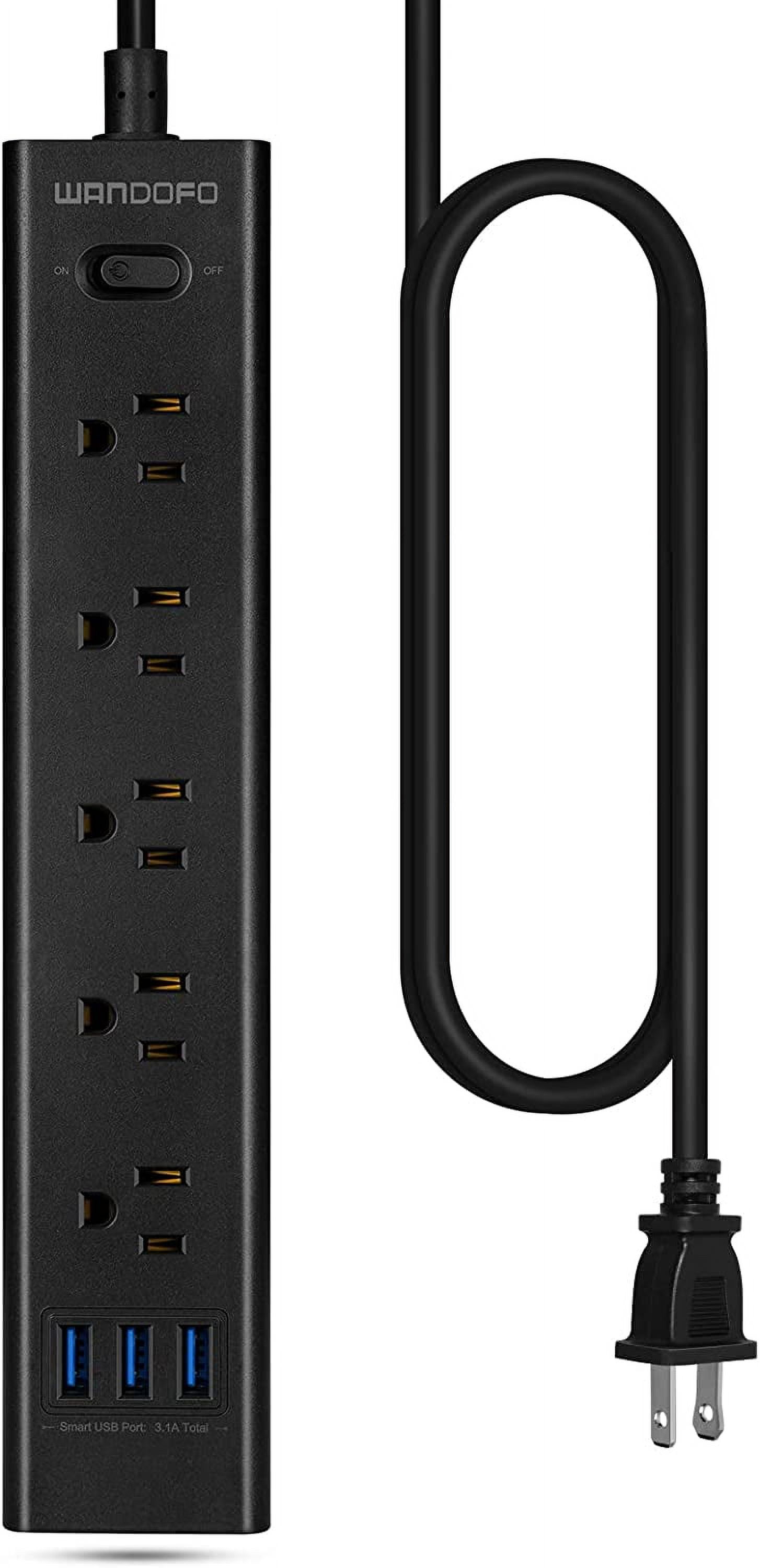 2 Prong Power Strip, 10FT Long Extension Cord Surge Protector, 5 Outlets and 3 USB, 13A/1625W, Polarized Two