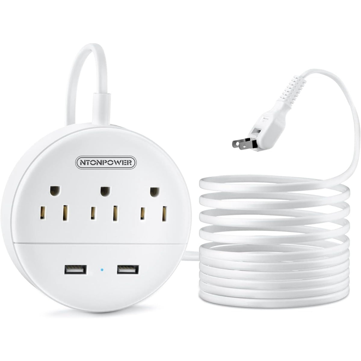 2 Prong Power Strip, 9.8ft Extension Cord with Polarized Plug, 3 Prong to 2 Prong Outlet Adapter, 3 Outlets 2 USB Charging Ports, Wall Mountable