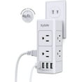 thumbnail image 1 of 2 Prong Power Strip with Rotating Plug, EyGde Multi Plug Outlet Extender, Multiple Outlet Splitter(3 Sided 6 Sockets) and 4 USB Ports, Wall Adapter Surge Protector (1700J) for Travel, Office, White, 1 of 7