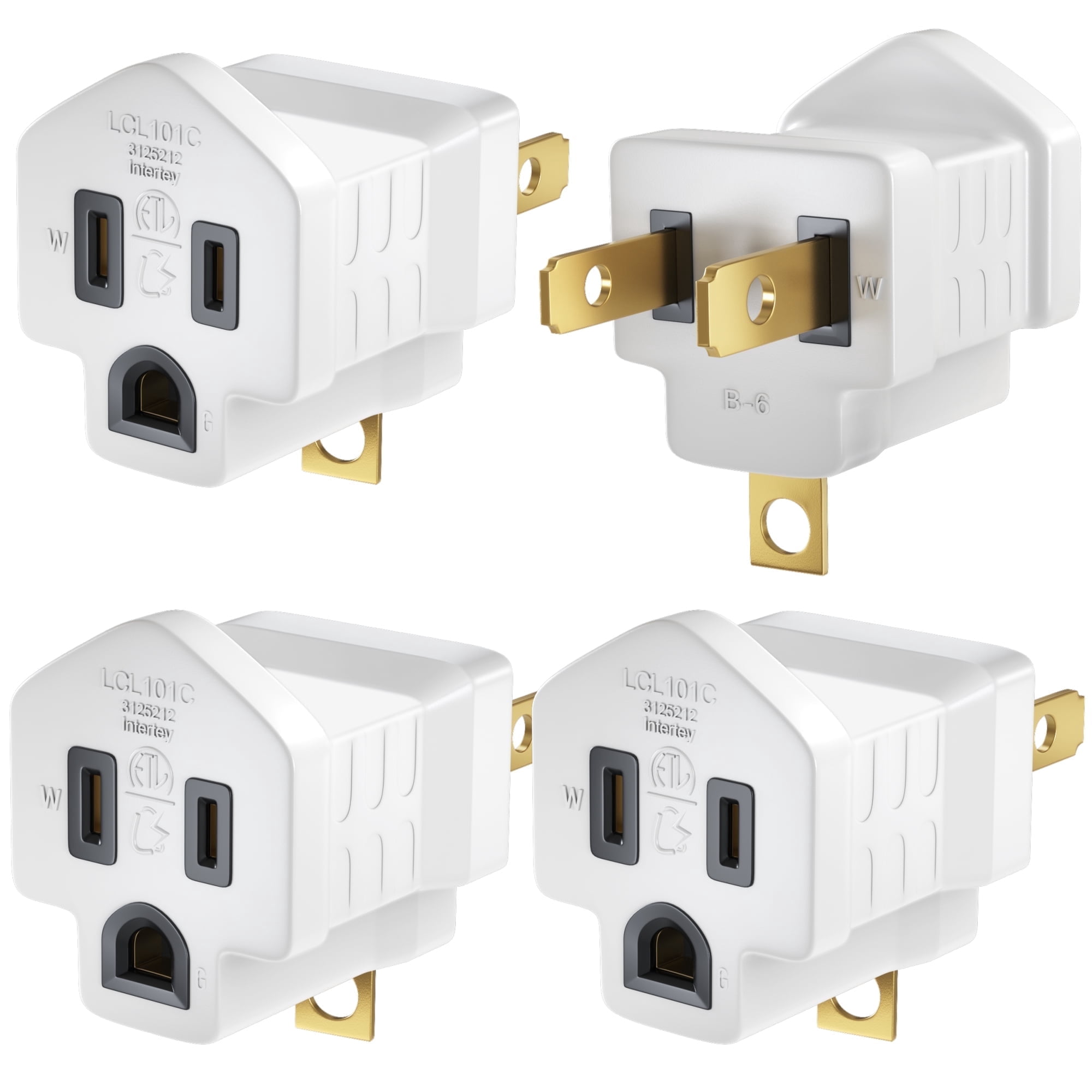 2 Prong to 3 Prong Adapter, 4 Pack Turn Any 2 Prong Outlet into A 3 ...