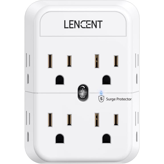 2 Prong trip, 3 to 2 Prong Outlet Adapter, Surge Protector, Polarized Plug, 3-Sided Widely Spaced Extender, Compact Wall Plug Splitter Tap for Non-Grounded Outlets in Old House Hotel