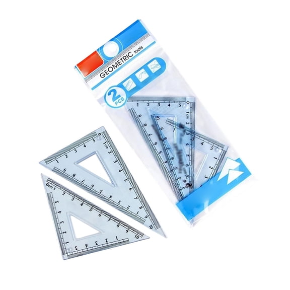 2 Psc Plastic Triangle Ruler Set, 30/60 and 45/90 Degree Triangular Ruler, Measuring Tool Metric Geometry Scale, Architect Drafting Ruler, Drawing Measuring Instrument for Office, Classroom Supplies