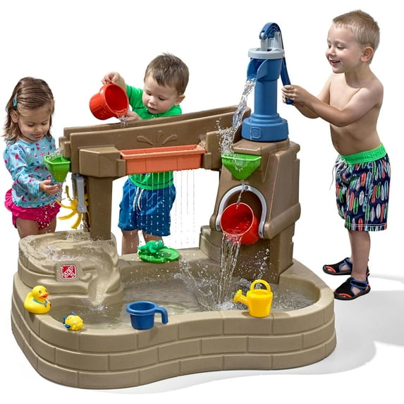 2 Pump & Splash Discovery Pond Water Table, Kids Water Sensory Activity Pool, Summer Outdoor Toys, 10 Piece Toy Accessories, For Toddlers 2+ Years Old