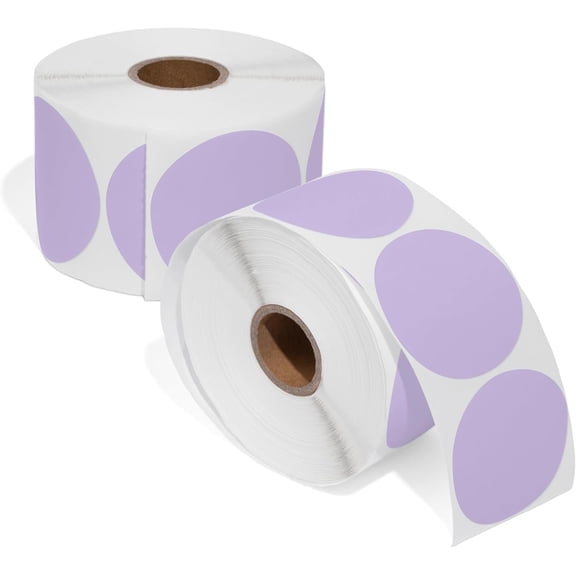 - 2" Purple Direct Thermal Circle Labels (2 Rolls, 750/Roll) Round Stickers for Business Logos, QR Codes, Color Coding - Compatible with Rollo, , MUNBYN Desktop Printers