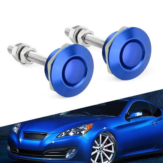 2 Push Button Quick Release Hood Bonnet Pins Lock Clip Car Bumper Latch Kit Blue