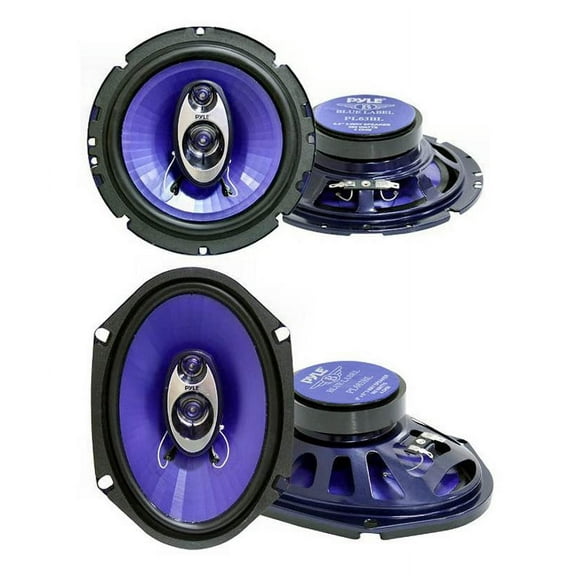 2) Pyle PL63BL 6.5" 360 Watts + 2) PL683BL 6x8" 360W 3-Way Car Coaxial Speakers