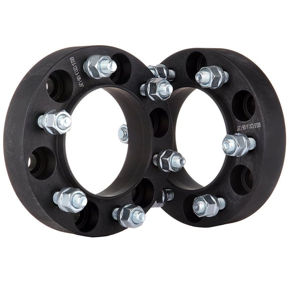 2 QTY 1.5" 6x5 Black Hubcentric Wheel Spacer Adapters CB: 78.1mm 12x1.5 Studs