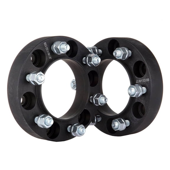 2 QTY Black Wheel Spacers Adapters 1.5" fits all 6x5.5 (6x139.7) vehicle to 6x5.5 wheel patterns with 12x1.5 threads - Fits Toyota Isuzu