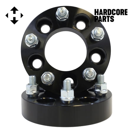 2 QTY Wheel Spacers Adapters Black 1.25" 5x4.25 (5x108) to 5x4.5 (5x114.3) with 12x1.5 studs - Compatible with Ford Taurus Thunderbird Jaguar Lincoln Continental
