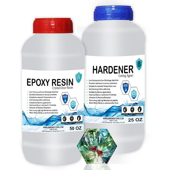 2 Quart (50 Oz Epoxy + 25 Oz Hardener) - Art Epoxy Resin - Liquid Glass Epoxy for Tabletops, Countertops, Jewelry, Crafts, Art & More