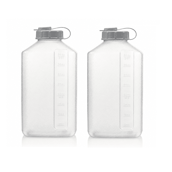 2-Quart (64 oz) Refrigerator Shaker Bottle & Juice Pitcher with Engraved Measurements, 2-Pack