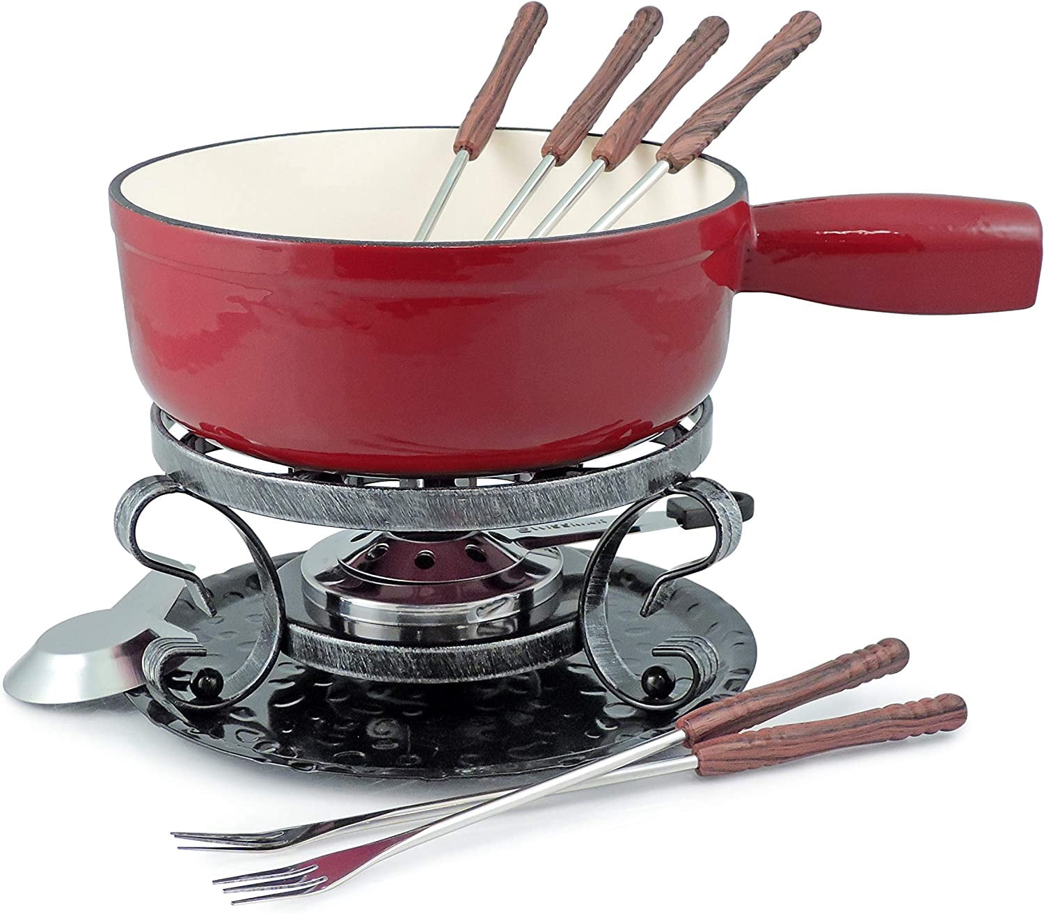Swissmar Lugano 9 Piece Fondue Set, Cherry