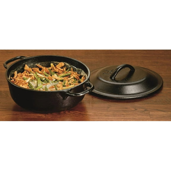 2 Quart Cast Iron Dutch Oven with Lid - Black - Multi-Use Cookware for Oven, Stove, Grill, Campfire