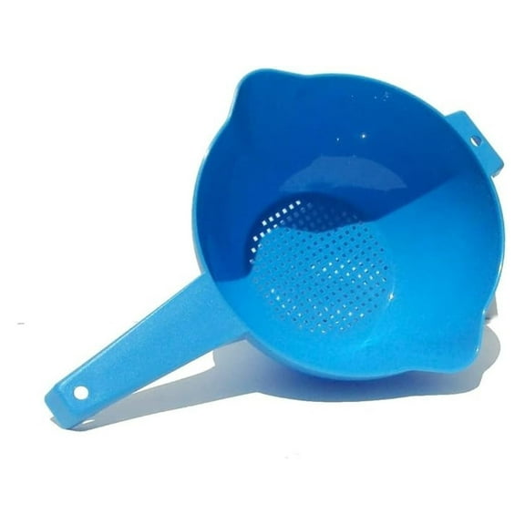 2 Quart Colander Strainer with Handle - Blue Kitchen Strainer for Pasta, Vegetables & Fruit - Dishwasher Safe BPA Free - 14" x 9.5" x 4.25"