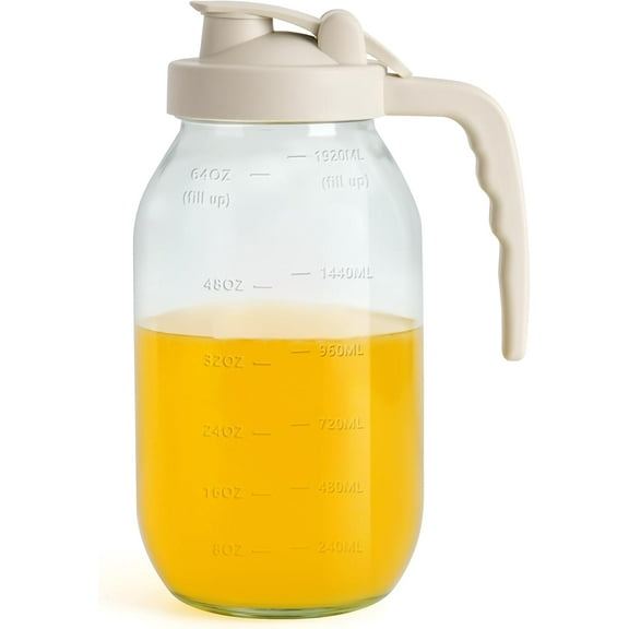 2 Quart Glass Pitcher with Filter Lid Airtight Cold Water Jug for Lemonade Tea Juice Milk Iced Coffee Fruit Drinks Airtight,64 oz