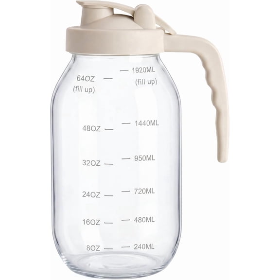 2 Quart Glass Pitcher with Filter Lid Airtight Cold Water Jug for Lemonade Tea Juice Milk Iced Coffee Fruit Drinks Airtight,64 oz