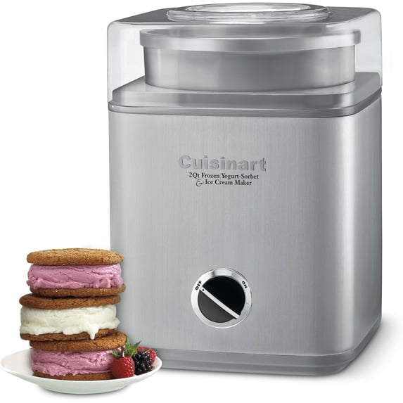 2-Quart Ice Cream Maker Machine, Fully Automatic Double-Insulated Freezer Bowl Makes Ice Cream, Sorbet and Frozen Yogurt in Under 30 Minutes, Silver
