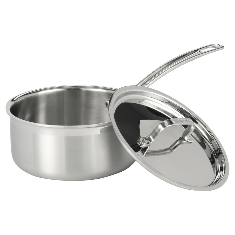 Ciwete 2 Quart Sauce Pan with Lid, Tri Ply Stainless Steel Saucepan 2 qt with Stainless Steel Lid, 2 Measuring Lines, Upgraded Packaging, Cool