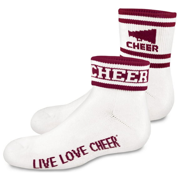 2" Quarter Sock With Meg, Cheer, & Stripe Maroon A
