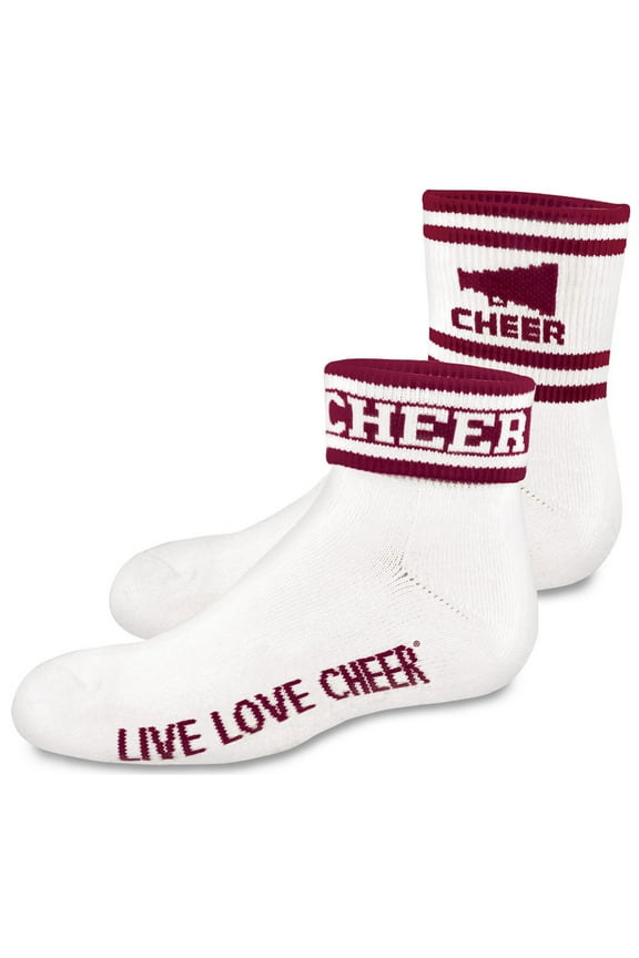 2" Quarter Sock With Meg, Cheer, & Stripe Maroon A