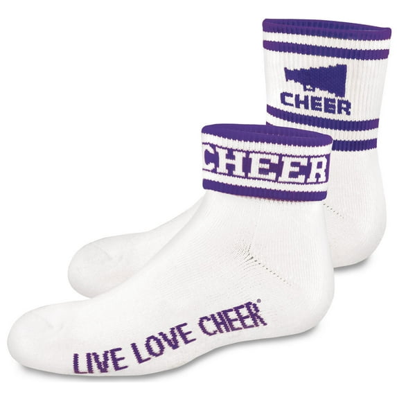 2" Quarter Sock With Meg, Cheer, & Stripe Purple A