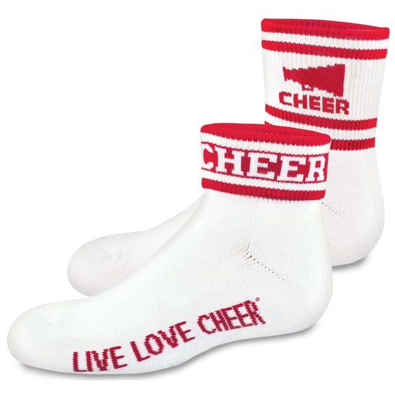2" Quarter Sock With Meg, Cheer, & Stripe Red Yout