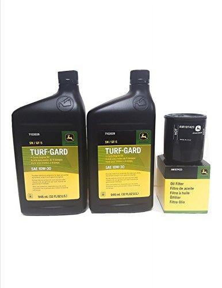 John Deere Turf-Gard SAE 10W-30 Oil (2 Quarts) Plus AM107423 Filter for ...