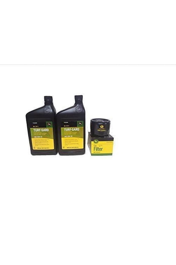 2 Quarts John Deere Turf-Gard SAE 10W-30 Oil Plus AM125424 Filter. Fits Many Lawn Mowers - Check Description