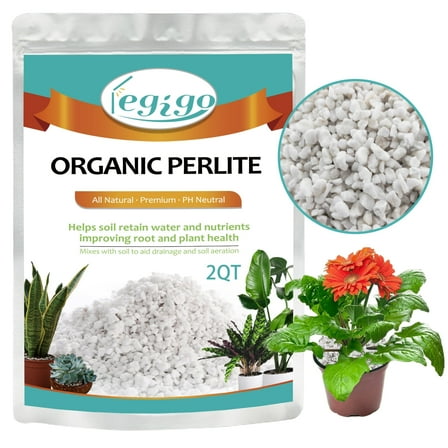 2 Quarts Organic Horticultural Perlite for Plants Indoor- Natural Horticultural Soil Additive Conditioner Mix for Improves Drainage, Ventilation and Root Growth