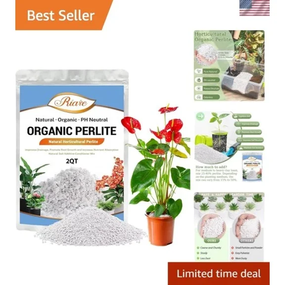2 Quarts Organic Perlite for Plants - Horticultural Perlite Soil Amendment fo...