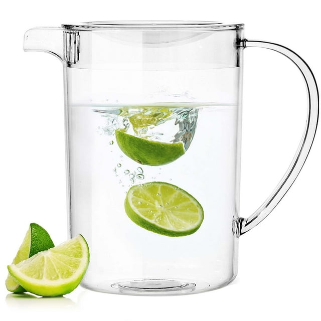 Youngever 2 Quarts Plastic Pitcher With Lid, Clear Wide Plastic Pitcher ...