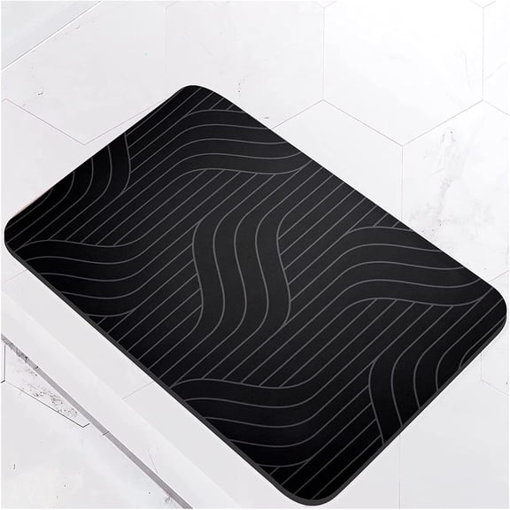 2 Quick Drying Bath Mat Stone Silicone Non-Slip Shower Mat for Bathroom, Tub Indoor Outdoor Use, Stable On Tile Glass Floors(Black,1.6 * 2.6ft)