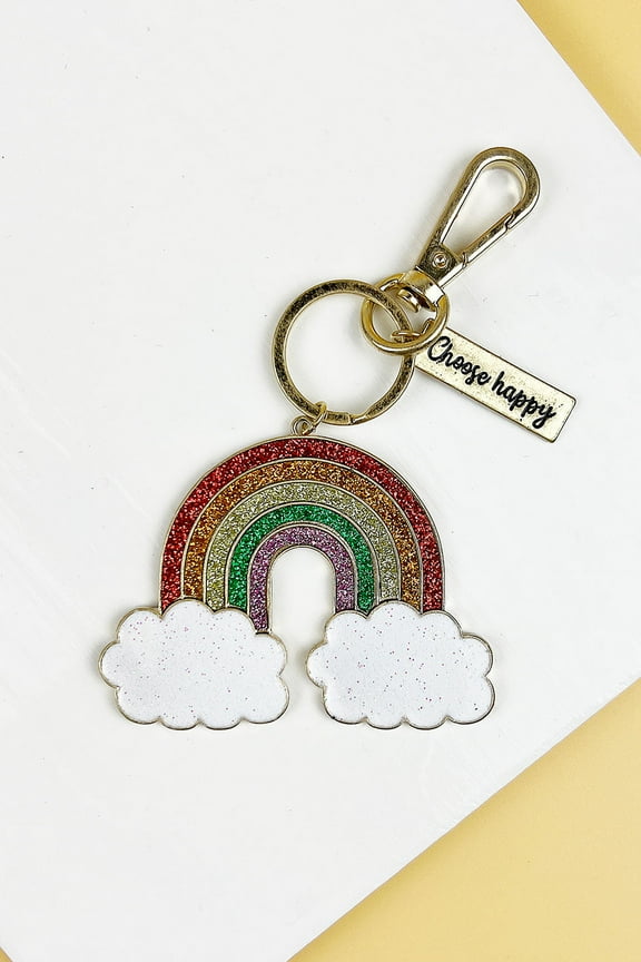 2" RAINBOW WITH "CHOOSE HAPPY" KEYCHAIN