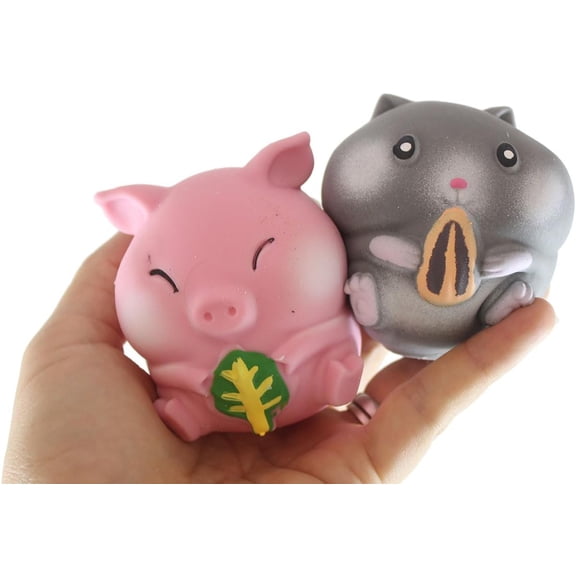 2 RANDOM Marshmallow Animal Stress Balls - Ultra Soft Kneadable Fidget Squish Balls - Amazingly Soft