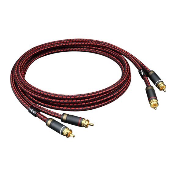 2 RCA Male to 2 RCA Male Stereo Audio Cable, Oxygen-Free Copper Cord with Gold-Plated Plugs for Amplifier, CD Player, TV and Home Audio