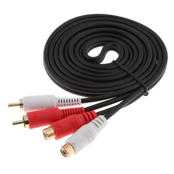 2 RCA Male to Female Stereo Audio Splitter Wire, Adapter Extension Cable Cord Black