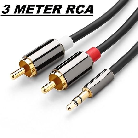 2 RCA to 3.5mm AUX Cable 3 Meter, Stereo Audio Y Cord for Phone Speaker Home Theater