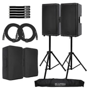 2 RCF ART 915-A 15 Professional Digital Active Speaker Systems with Heavy Duty Tripod Stands Package