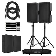 2 RCF ART 935-A 15 Professional Digital Active Speaker Systems with Protective Covers & Stands Package