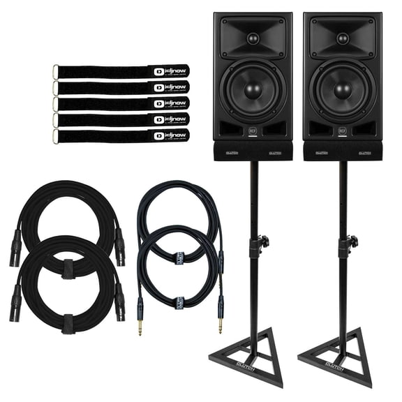 (2) RCF Ayra Six 6" Professional Active Two-Way Studio Monitors with Studio Monitor Stands Package