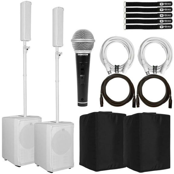 (2) RCF Evox J8-W Active Two Way Portable White Arrays with Protective Subwoofer Covers Package
