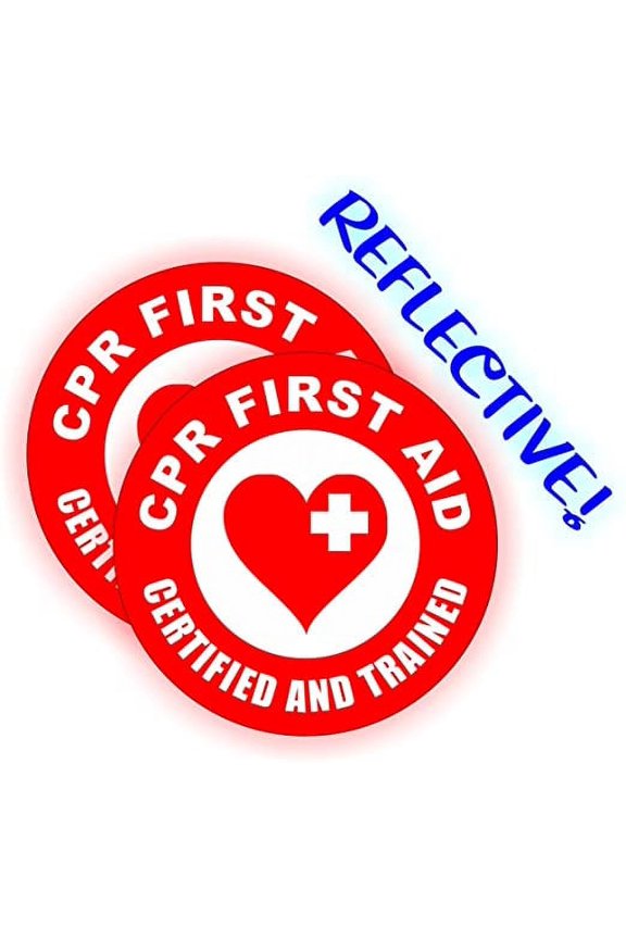 (2) REFLECTIVE - CPR FIRST AID Certified Hard Hat Stickers | EMT AED Helmet Decals | Trained Labels Rescue Firefighter Paramedic Nurse RN